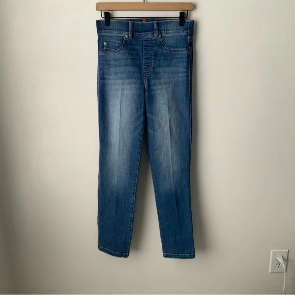SPANX Pull-On Jeans Straight Leg Blue Small - Picture 3 of 12